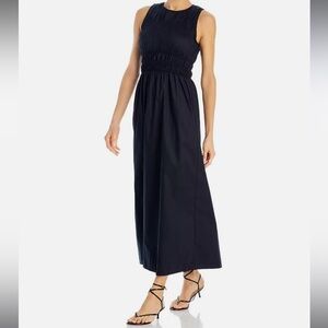 NWT Faithfull the Brand Women's Sz US 8 Black Solem Midi Dress Organic Cotton